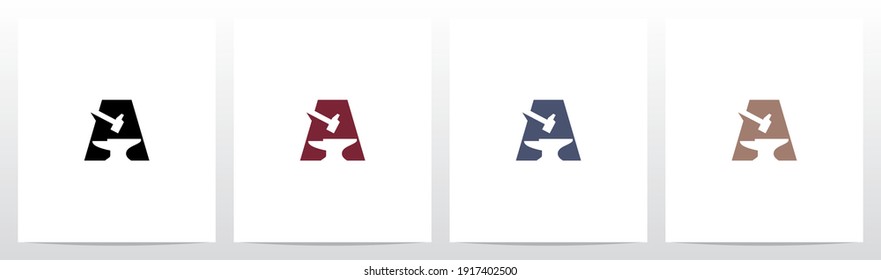 Anvil And Hammer On Letter Logo Design A