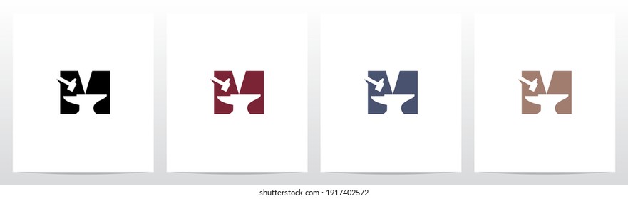 Anvil And Hammer On Letter Logo Design M