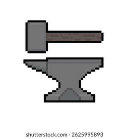 anvil hammer steel pixel art