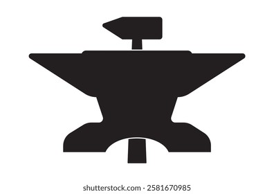 Anvil and a hammer. The workshop. A steel mill. Vector. Illustration