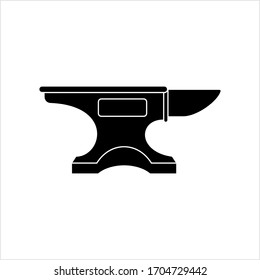 Icono De Anvil, Bloque Metálico De Herrero Utilizado Para Dar Forma A Un Objeto Metálico Con Un Martillo, Una Parte Plana Y Una Ilustración De Arte Vector De Los Lados De Concave