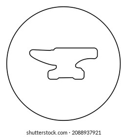 Icono de yunque sobre el círculo color negro ilustración de la imagen contorno de la línea delgada estilo simple