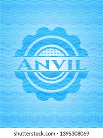 Anvil light blue water wave badge. Vector Illustration. Detailed.