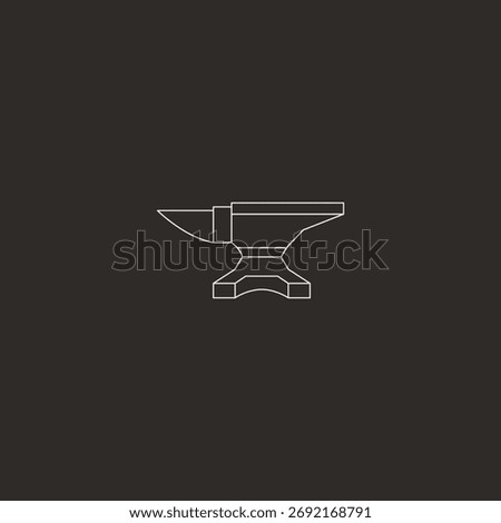 Anvil line art blacksmith forge strength emblem logo design.