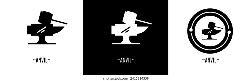 Anvil logo set. Collection of logos. Stock vector.