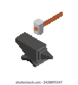 Anvil pixel art. herramienta de herrero de 8 bits. ilustración vectorial pixelada