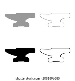 Anvil set icon grey black color vector illustration image simple flat style solid fill outline contour line thin