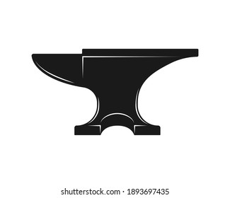 Anvil shape vector icon. Blacksmith workshop sign. Metal forging industry symbol. Iron and steel craft logo. Black clip-art silhouette.