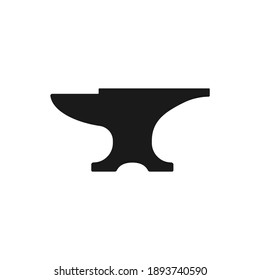 Anvil shape vector icon. Blacksmith workshop sign. Metal forging industry symbol. Iron and steel craft logo. Black clip-art silhouette.