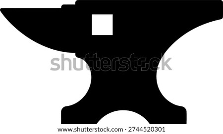 Anvil silhouette in black on a white background represents metalworking and forge instrument