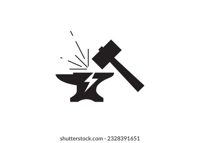 Anvil Simple Icon and Ironworking design vector template