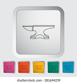 Anvil. Single flat icon on the button. Vector illustration.