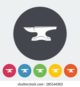 Anvil. Single flat icon on the circle button. Vector illustration.