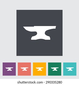 Anvil. Single flat icon on the button. Vector illustration.