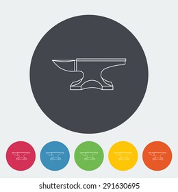 Anvil. Single flat icon on the circle button. Vector illustration.