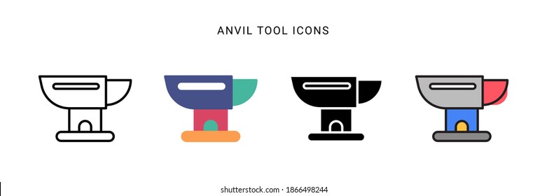 anvil tool icon vector with different style design. isolated on white background