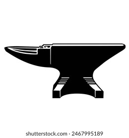 Anvil Vector Silhouette. Blacksmith iron anvil for forging metal work in vector silhouette
