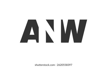 Projeto do logotipo ANW. Letra inicial A N W estilo de fonte em negrito para start-ups de tecnologia, consultoria, marca corporativa. Nome criativo da empresa, manchetes identidade tipográfica, logotipo moderno. Ilustração vetorial.