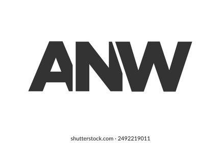 ANW logo design template with strong and modern bold text. Initial based vector logotype featuring simple and minimal typography. Trendy company identity ideal for businesses brand presence.
