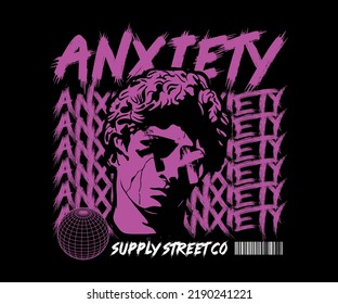 anxiety aesthetic graphic design for creative clothing, for streetwear and urban style t-shirts design, hoodies, etc.