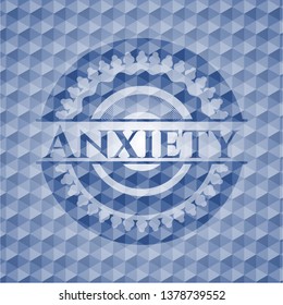 Anxiety blue badge with geometric pattern.