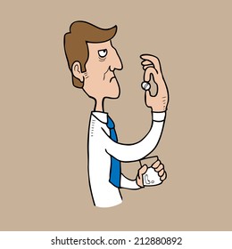 Anxiety businessman taking sleeping pill