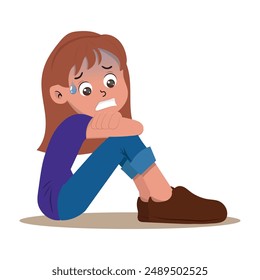 anxiety, child or teenager going through a moment of anxiety. vector illustration.