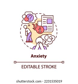 Anxiety concept icon. Information overload. Binge reading news problem abstract idea thin line illustration. Isolated outline drawing. Editable stroke. Arial, Myriad Pro-Bold fonts used