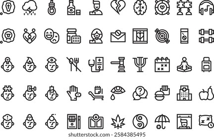 Anxiety and depression icons High-Quality Vector Icons Collection with Editable Stroke. Ideal for Professional and Creative Projects.
