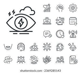 Anxiety depression sign. Online doctor, patient and medicine outline icons. Stress line icon. Mental health symbol. Stress line sign. Veins, nerves and cosmetic procedure icon. Intestine. Vector