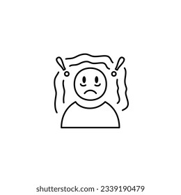 anxiety Disorder line icon black and white vector with mental health theme