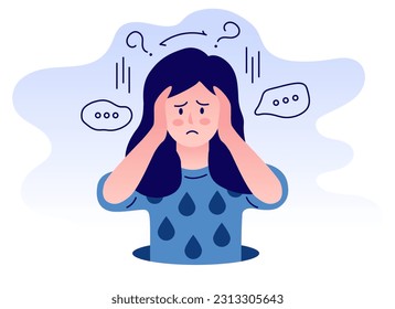 Anxiety disorder sadness vector illustration