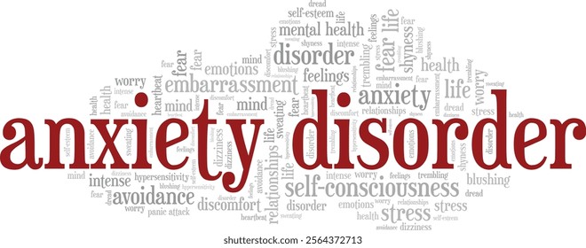 Anxiety Disorder word cloud conceptual design isolated on white background.