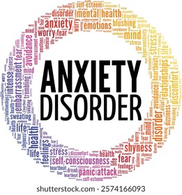 Anxiety Disorder word cloud conceptual design isolated on white background.