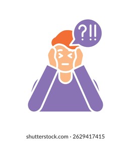 Anxiety emotion color flat icon for digital and print projects.  Minimal clean icons for apps and websites. Modern simple icons for UI UX and branding