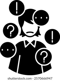 Anxiety Icon - Black Filled Style - Social Anxiety Theme