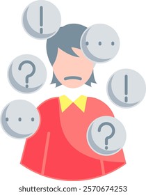 Anxiety Icon - Flat Color Style - Social Anxiety Theme