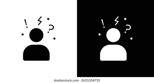 Icono de ansiedad en versión plana sobre fondo blanco y negro