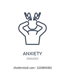 Anxiety icon. Anxiety linear symbol design from Diseases collection. Simple outline element vector illustration on white background