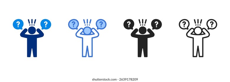 Anxiety Icon Set Multiple Style Vector Illustration