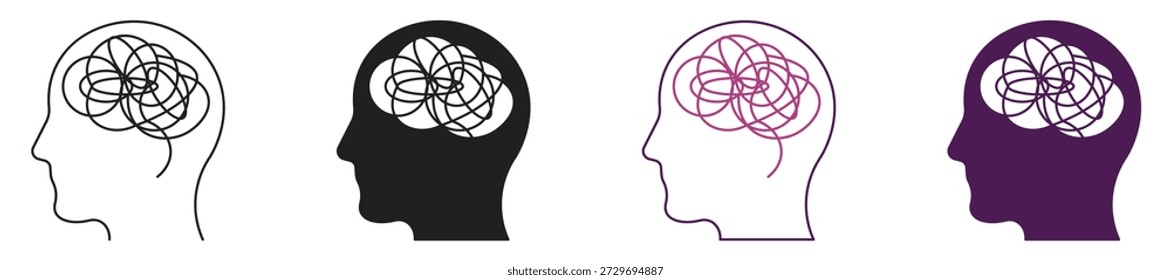 Conjunto de ícones de ansiedade, ilustração vetorial.