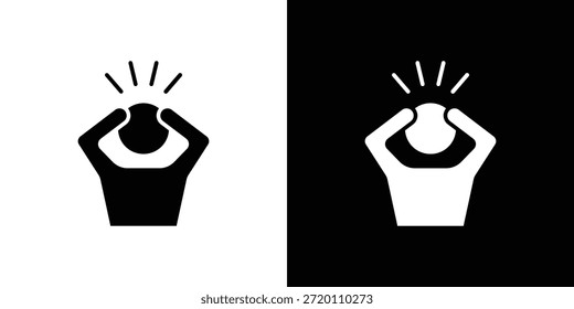 Icono de ansiedad ilustraciones gráficas planas simples. Vector de silueta blanco y negro