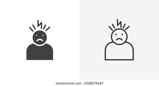 Anxiety icon in solid and outlined style
