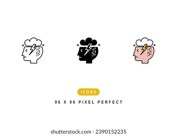 Anxiety Icon. Stress Problem Frustrated Pictogram Graphic Illustration. Isolated Simple Line Icon For Infographic, App and Web Button.