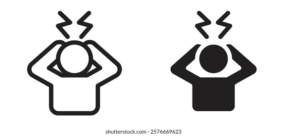 Anxiety icons in outline and stroke versions