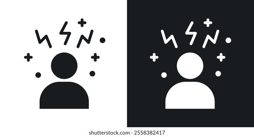 Anxiety icons in solid black and white colors