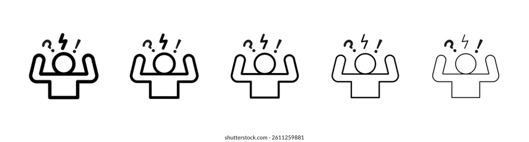 Anxiety icons vector set in different stroke line style