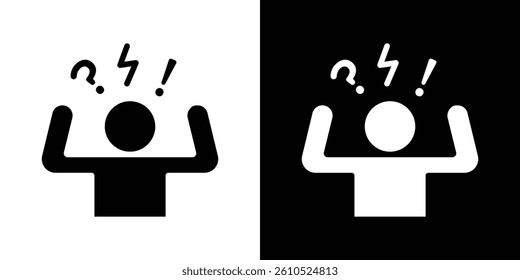Anxiety icons vector set in solid flat style