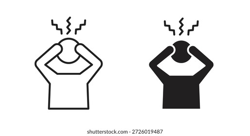 Símbolo de Vector de iconos de ansiedad con trazo editable y versiones planas