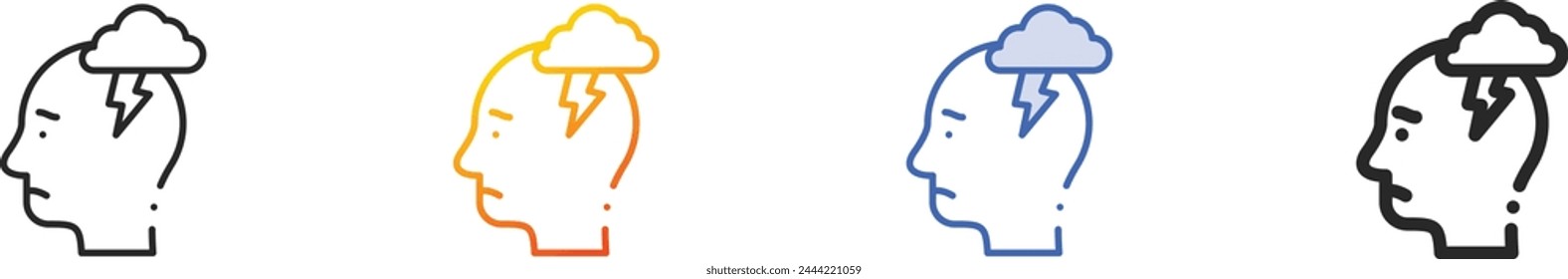 Angst-Symbol.Dünne lineare, Verlaufs-, blaue Strich und fett Stil Design isoliert auf weißem Hintergrund